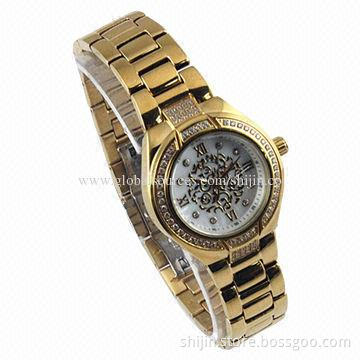 3ATM Stainless Steel Gold Men's Watches with Shell Dial